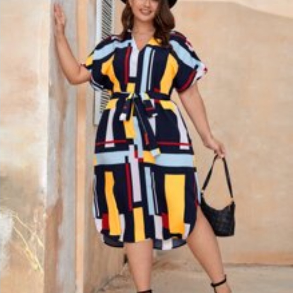 Colorful Geometric Print Dress